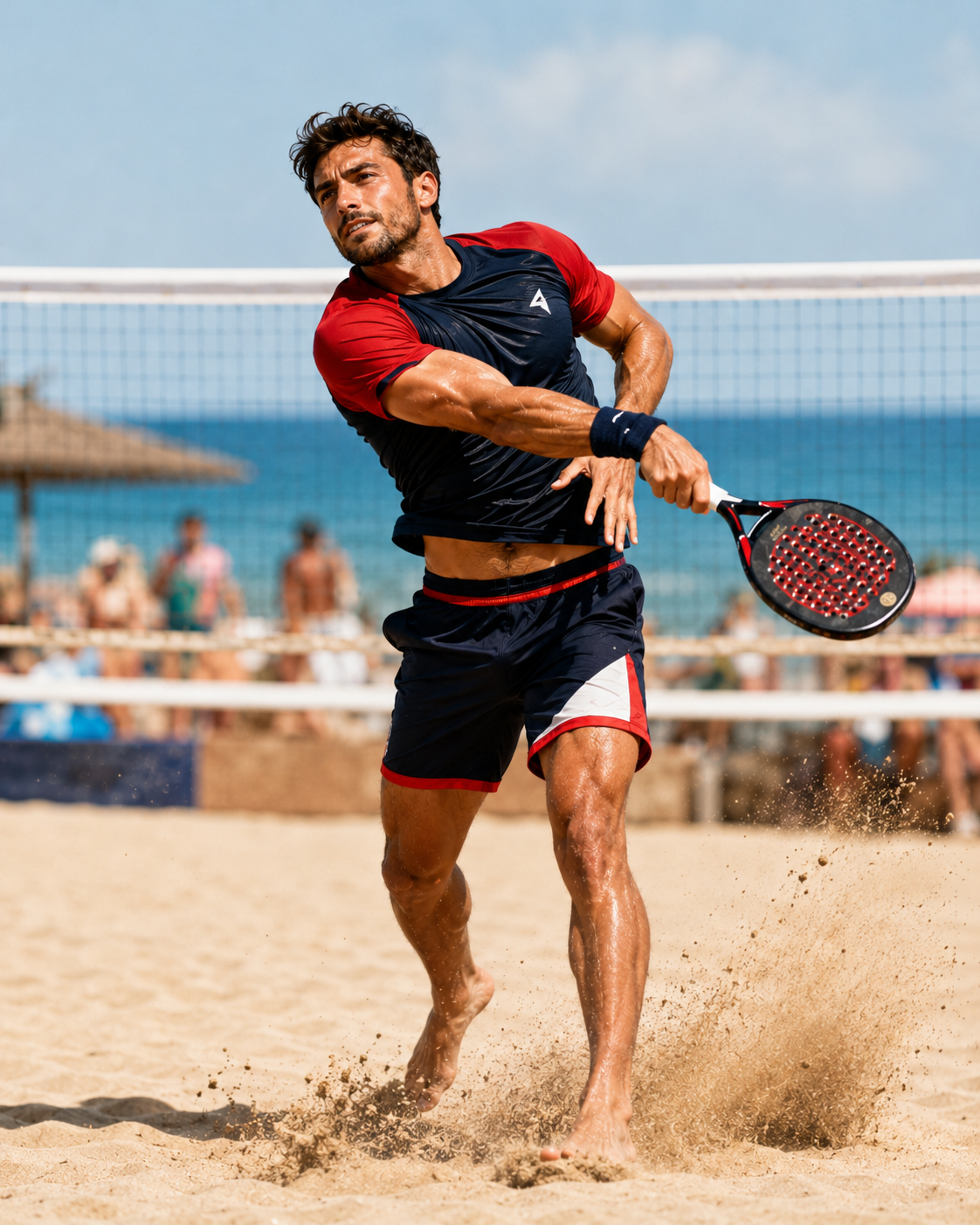 Denys Machullo hitting the Machullo Smash on the beach
